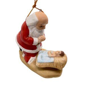 Roman The Kneeling Santa Vintage Porcelain Ornament 1985